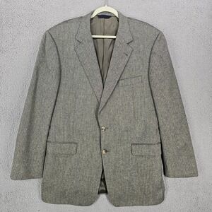 Burberry London Sport Coat Mens 44 Gray Herringbone Silk Wool Kensington Blazer